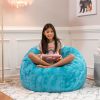 Jaxx Saxx 3 Foot Bean Bag Chair - Faux Fur - Fun Colors, Maui Turquoise