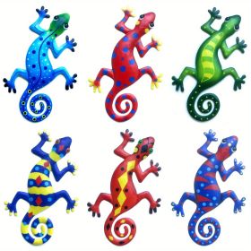 1pc Metal Gecko Wall Art Decor, Inspirational Sculpture Hanging, Farm Garden Lawn Decor, Home Decor, Room Decor, Front Door Yard Decor (Style: 6pc/set)